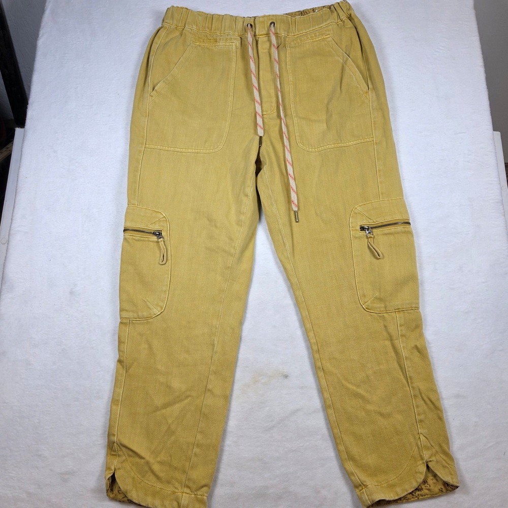 Pilcro The Cottage Mustard Yellow Cargo Pants Womens Medium Drawstring OB1471891
